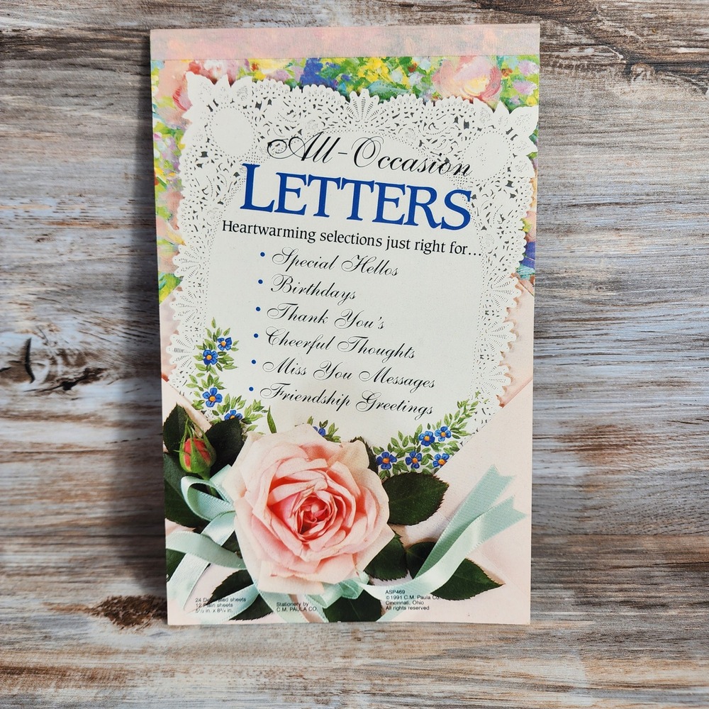 Vintage 1991 CM Paula Co All Occasion Letters Stationery Pad Floral Cottagecore
